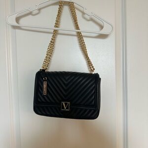 Victoria Secret Black Shoulder Striped Bag